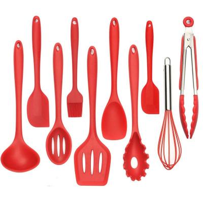 China Kitchen cooking accessory10 pieces silicone cookware private label heat resistant kitchen utensils for sale