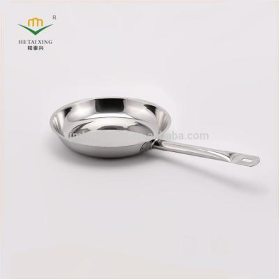 China Sustainable Supplying Bottom Commercial Equipment Stainless Steel Compound Chef Frypan With Long Solid Handle for sale