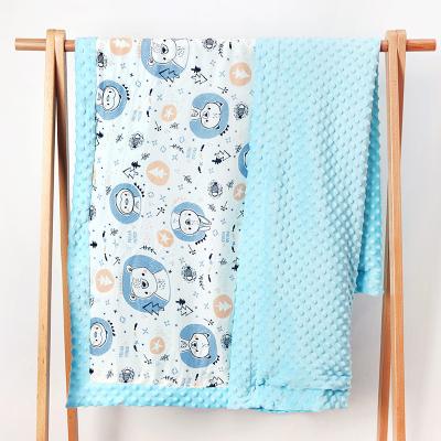 China PORTABLE Double Layer Super Soft Cotton Flannel Dotted Backing Receiving Wrap Minky Baby Blanket for sale