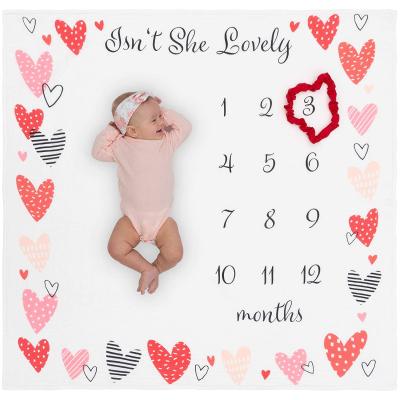 China Newborn Baby Milestone Baby Milestone Blanket Wearable Organic Monthly Girl Hearts Blankets for sale