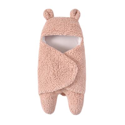 China Non-Toxic Custom Super Soft Fleece Wrap Blanket With Hoodie Sherpa Fabric Newborn Baby Winter Clothes for sale