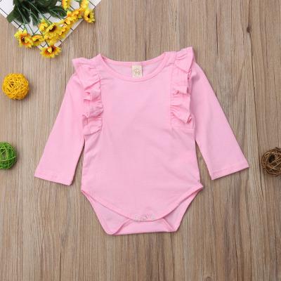 China 100% Cotton Long Sleeve Ruffle Long Sleeve Baby Clothing Autumn Infant Baby Romper Baby Romper Overalls for sale