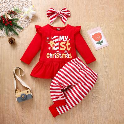 China New Christmas 100%cotton baby girl's dress set with panty drop clothes for kids girls dresses babies puffy clothes for sale