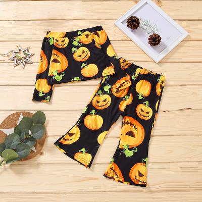 China American Halloween Cotton Traditional Kids Fashion Design Girls With Pumpkin Traditional Children Clothing Set 1-3years Baby Clothing Sets for sale