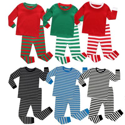 China Wholesale 100% Cotton Stripe Thermal Christmas Pajamas Set Christmas Pajamas Children Kids Christmas Pajamas for sale