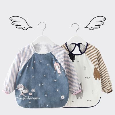 China Shirt Baby Cotton Clothes Washable Toddler Sleeved Bib Waterproof And Dirty Bibs for sale