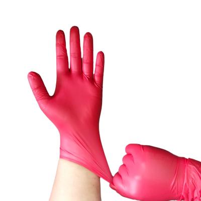 China Dishwashing Cleaning Custom Durable Latex Make Up Waterproof Thickened Custodian Food Used Red Nitrile Gloves Wholesale for sale