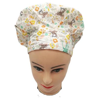 China Custom Patterned Casual Cotton Hospital Surgical Uniforms Printed Surgical Cap Male Doctor Female Nurse Cap Dental Button Scrub Hat for sale