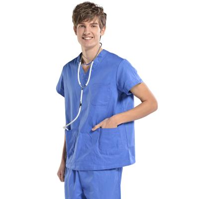 China Elastic Anti-wrinkle Hospital Beauty Salon Spa Uniforms Print Logo Doctor Nurse Lab Coat Men Female Scrub Nursing Uniform Sets for sale