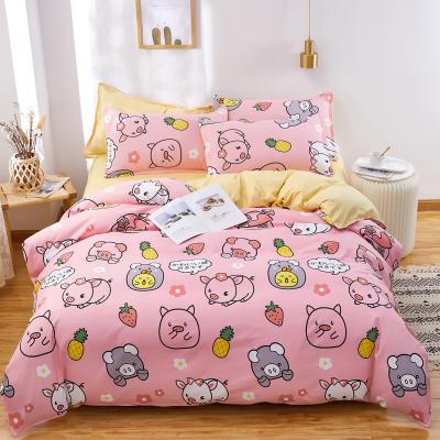 China Nondisposable Comforter Bedding Set Line Sets 3/4pcs Bed Covers Thicken Aloe Cotton Quilt Protector Sheets Sanding Cartoon Printing Bedding for sale