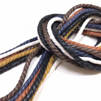 China Free Sample Round Twist 3 Strand Long Waxed Shoe Laces For Boots for sale