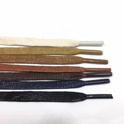 China Flat Multicolor Cotton Waxed Flat Shoe Laces For Men's Shoes for sale