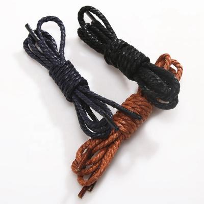 China Round Hot Sale 3 Strand Twist Waxed Round Thick Buy Boot Laces for sale