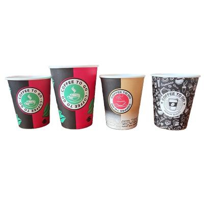 China 8oz 12oz 16oz Disposable Wholesale Printing Single Wall Disposable Paper Cups Customized Coffee Hot Paper Cup with Sleeves and Lid for sale