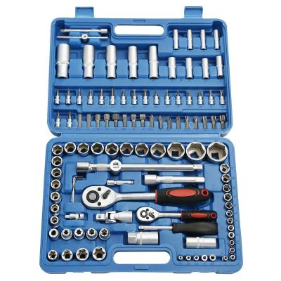 China CR-V 108Pcs Mechanics Tool Kit 6-Point Socket Ratchet Wrench Car Repair Tool Kit With Case for sale