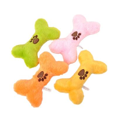 China 2021 New Models RTS Viable Colorful Plush Bone Toys For Dogs With Squeaky for sale