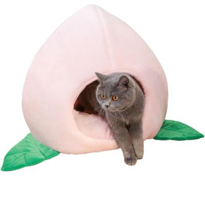 China Lovely Breathable Peach Shape Plush Pet Bed Nest Cat Plush Dog Cat Puppy Sleeping House for sale