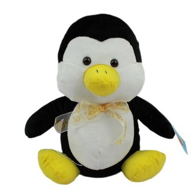 China Decoration White And Black 30cm Penguin Plush Sleeping Cartoon Toys With Pink Scarf for sale