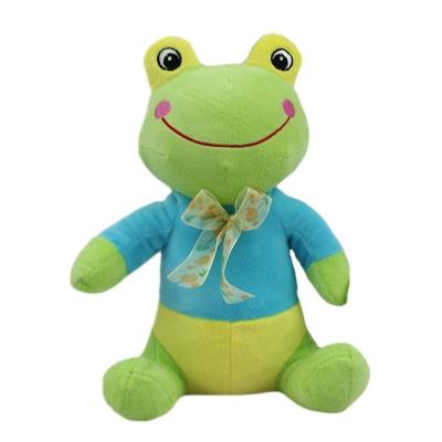 China wenday decoration key chain custom green cute frog plush toy the frog soft toy with blue shirt for sale