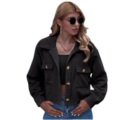 China Fashion SY21824 2021 Retro QUICK DRY Ladies Lapel Pocket Corduroy Jacket Custom Made Jacket For Fall/Winter Women Custom Clothing Manufacturers for sale