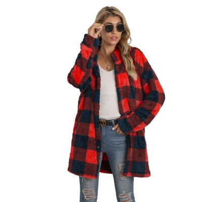 China New Viable Ladies Jacket GZ-G93 Lapel Mid Length Ladies Quilted Casual Plaid Cardigan for sale