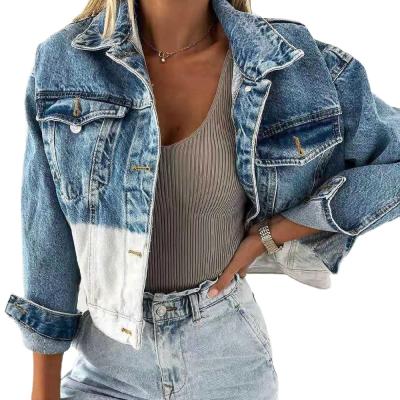 China 6737 QUICK DRY 2021 fall winter European and American custom made lapel denim jacket loose ladies jacket for sale