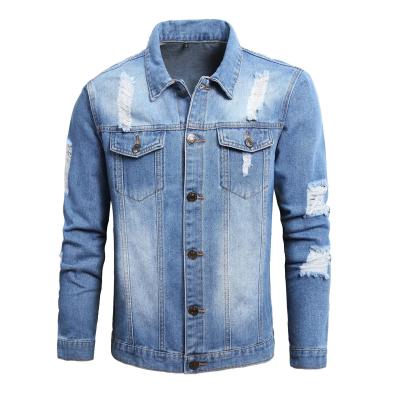 China QUICK DRY custom 1809 the new denim jacket men's and women's same style fashionable ripped jacket for sale