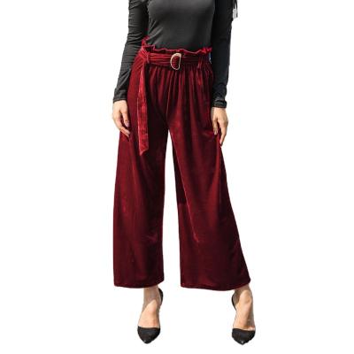 China PN019 Anti-wrinkle new women's autumn and winter new high-waist gold velvet wide-leg pants custom-made pants for sale