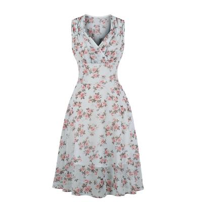 China ADHGD33 anti-static chiffon floral dress in the summer of 2021 European and American women's thin new and fresh retro-printed dress. for sale