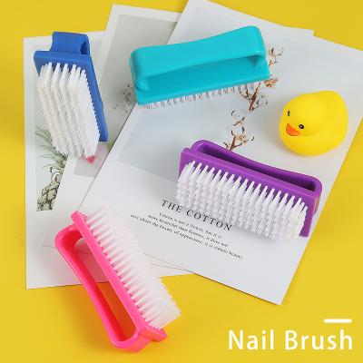 China Hot Selling Multifunctional Plastic Nail Dust Brush Nail Brush Cleaner Handle Pink Nail Dust Brush for sale