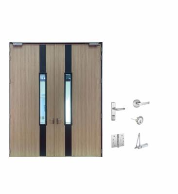 China Fire Protection Exit Panic Bar Lock Vision Panel Steel Fire Door Factory Supply Rated Fire Door With Glass for sale