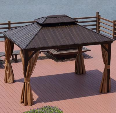 China Easy Assemble Outdoor Garden View Sunroof Gazebo 10x12 Feet Backyard Hardtop Gazebo Double Steel Roof Gazebo for sale