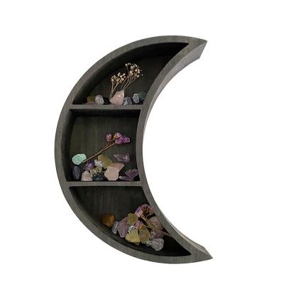 China Factory wholesale hot sale rustic directly hanging black moon shelf for healing crystal for living room for sale