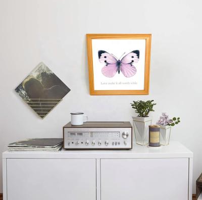 China Europe Factory Directly Supply Natural Wooden Pink Butterfly Panel for Home Decoration for sale