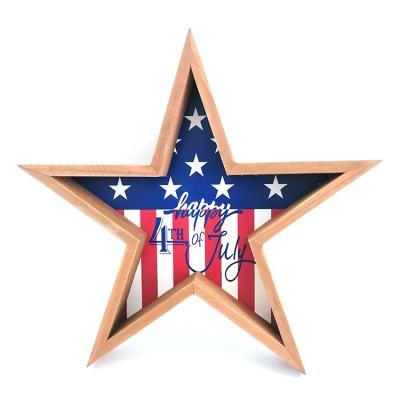 China America factory direct sale wooden star shape hanging wood sign for living room for sale