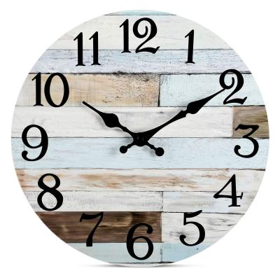 China Rustic Wall Clock - 10 Inch Wooden Wall Clocks Silent Non-Ticking Battery Operated Rustic Style Decorative For Living Room for sale