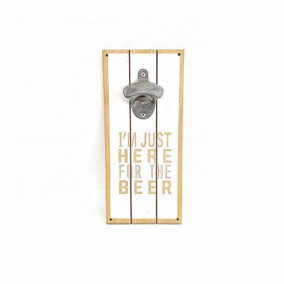 China Low MOQ America White Wood Wooden Bottle Opener Beer Carrier For Men for sale