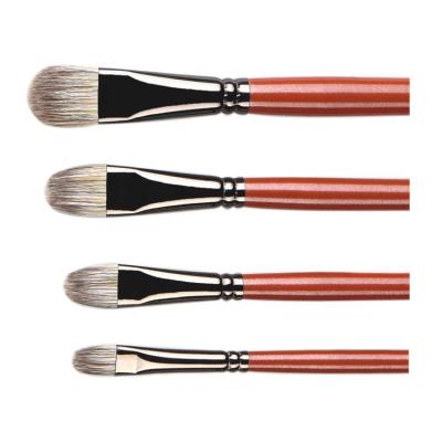 China Professional Art Painting Pen Filbert Wooden Taklon Watercolor Brush for sale