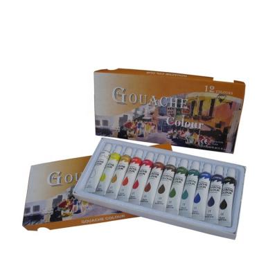 China Student Quality Art Material Set Nontoxic 12 ml 12 Colors Gouache Paint for sale