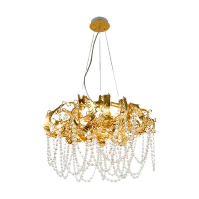 China Newest Adjustable Sliver Crystal Chandelier Luxury Height Chandelier For Home Villa Decor Pendant Lamp for sale