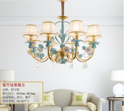 China Hotel Arter Painted Gold Fancy Flower 8 Style Light Shaded Pendant Lamp For Home Living Room for sale