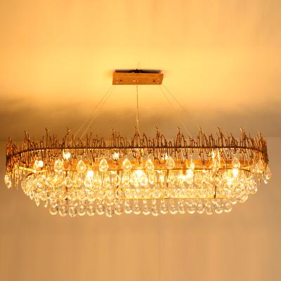 China Tier Four Crystal Chandelier Ceiling Pendant Lamp Luxury Oval Modern Contemporary Warm Lighting Gold For Dining Room Home Decoration for sale