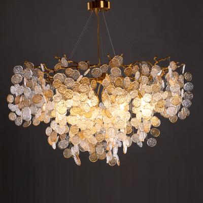 China Simple Dining Room Lighting Crystal Lamp Post Modern Copper Living Room Chandelier Contemporary Light Luxury American Bedroom Lamp for sale