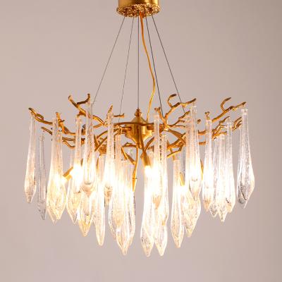 China Blown Glass Ceiling Chandelier Branch Light Bubble Pendant Contemporary Crystal Candles Crystal Flower Italy Design Bedroom Decor for sale