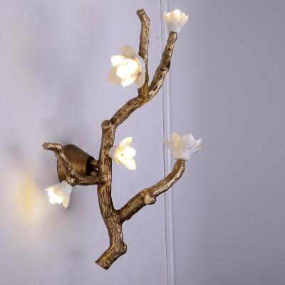 China Modern European Creative Led Lighting Bronze Marble Antique Indoor Bedroom Chandelier Lamp Wall Bedside Reading Lights for sale