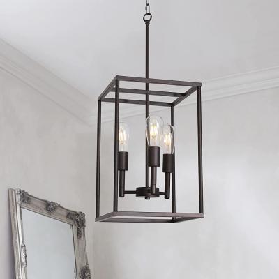 China Farmhouse Industrial Retro Rectangle 3 Wooden Chandelier Ceiling Pendant Lamp Height Adjustable Chain For Home Interior Decor for sale