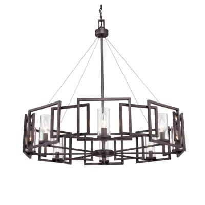 China Farmhouse Rustic Iron Farmhouse Chandelier 20 Inch Wide Round Metal Pendant Light Lighting Dining Room Or Kitchen Foyer for sale