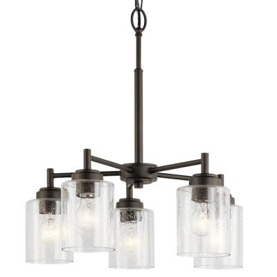 China Industrial Black Chandelier, Modern Farmhouse 5-Lights Pendant Lamp with Clear Glass Shades, for Dining Room, Kitchen, Foyer for sale