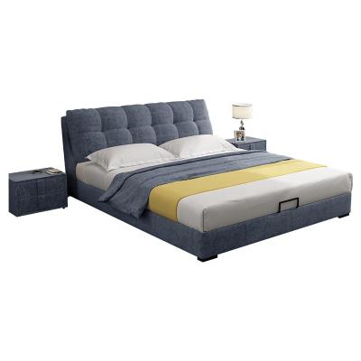 China Modern Storage Style Bedroom Finished Low Profile Leatherette Upholstered Platform Bed, Queen, Black And White Beds for sale