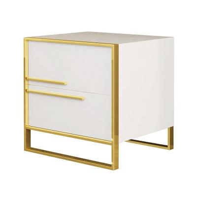 China Luxury Night Stand Back And White Color 2 Drawers Cabinet Bedside Table Closet Night Stand for sale